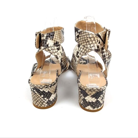 NWOT La Canadienne Womens Shoes Snakeskin Ankle Strap Block Heel Sandals Size 7 - Picture 6 of 10